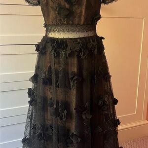 Elegant Black Lace Midi Dress
